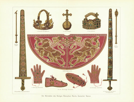 Kleinodien des Heiligen Römischen Reichs Deutscher Nation. Lithografie von 1902