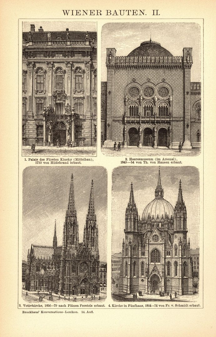 Wiener Bauten. Buchillustration (Stich) von 1897