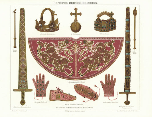 Deutsche Reichskleinodien. Lithografie von 1894