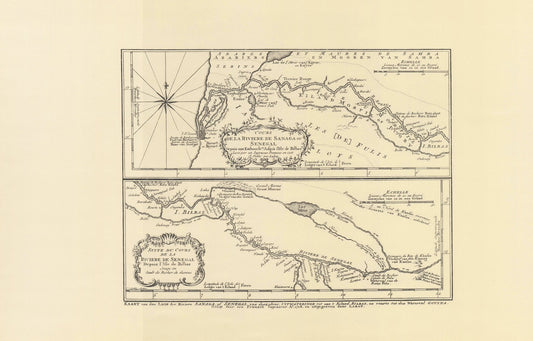 Senegal (1728). Limitierter Nachdruck von 1968. Cours de la Riviere de Sanaga ou Senegal.