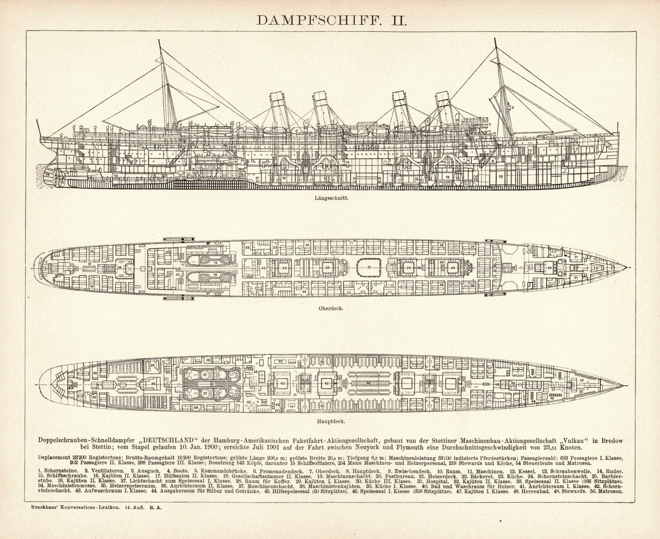 Dampfschiff. Buchillustration (Stich) von 1897
