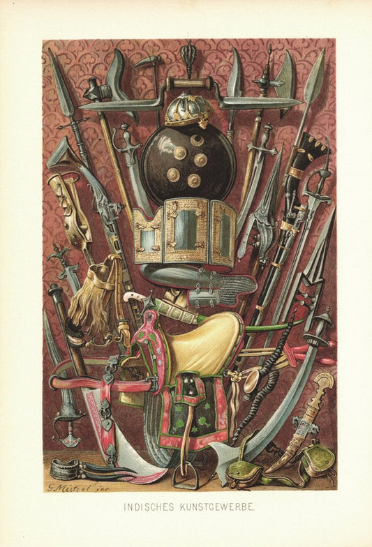 Indisches Kunstgewerbe. Lithografie von 1888