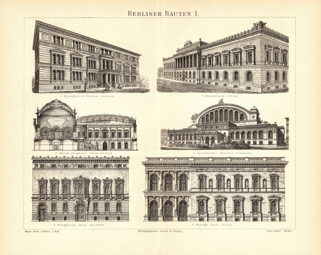 Berliner Bauten I. Buchillustration (Stich) von 1893