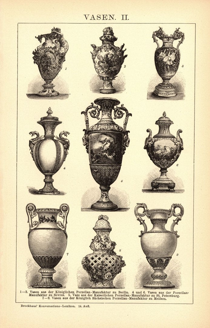 Vasen. Buchillustration (Stich) von 1897