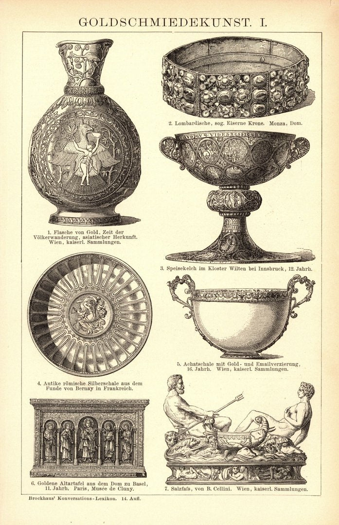 Goldschmiedekunst. Buchillustration (Stich) von 1897