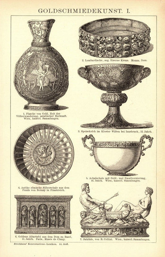 Goldschmiedekunst. Buchillustration (Stich) von 1897