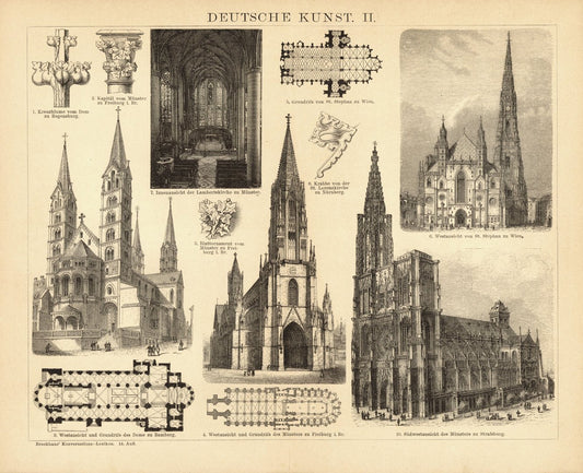 Deutsche Kunst I-III. Buchillustration (Stich) von 1894