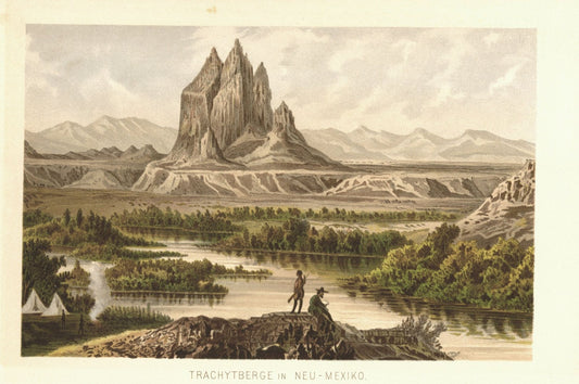 Trachytberge in Neu-Mexiko. Lithographie von 1886