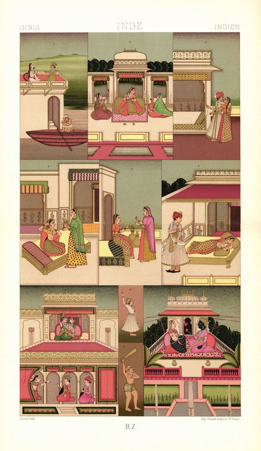 Indien. Palast der Wonnen. Lithografie von 1888. (T117)