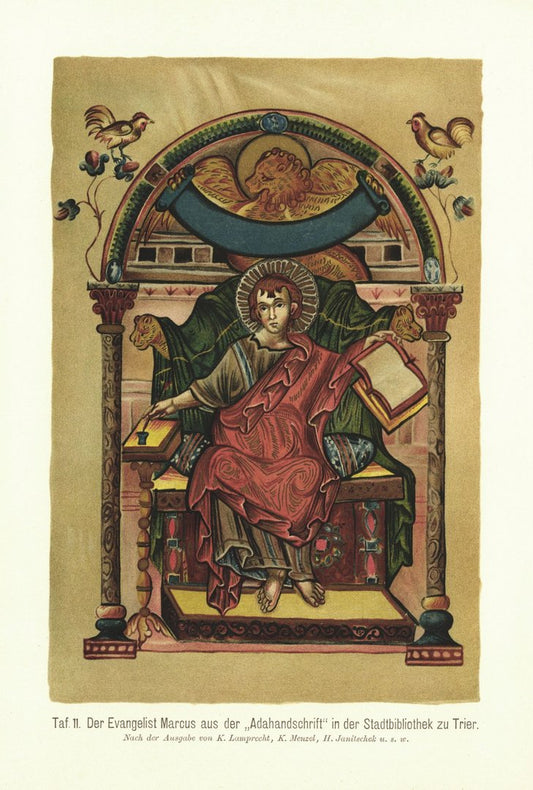 Der Evangelist Marcus aus der Adahandschrift zu Trier. Lithografie von 1905