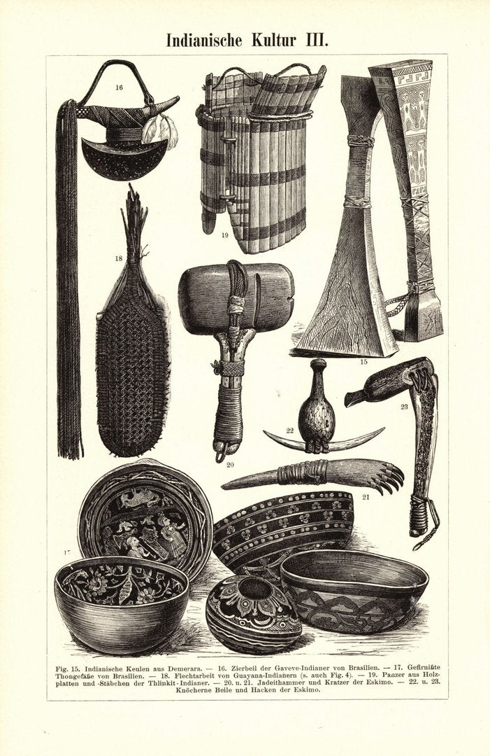 Indianische Kultur. Buchillustration (Stich) von 1896