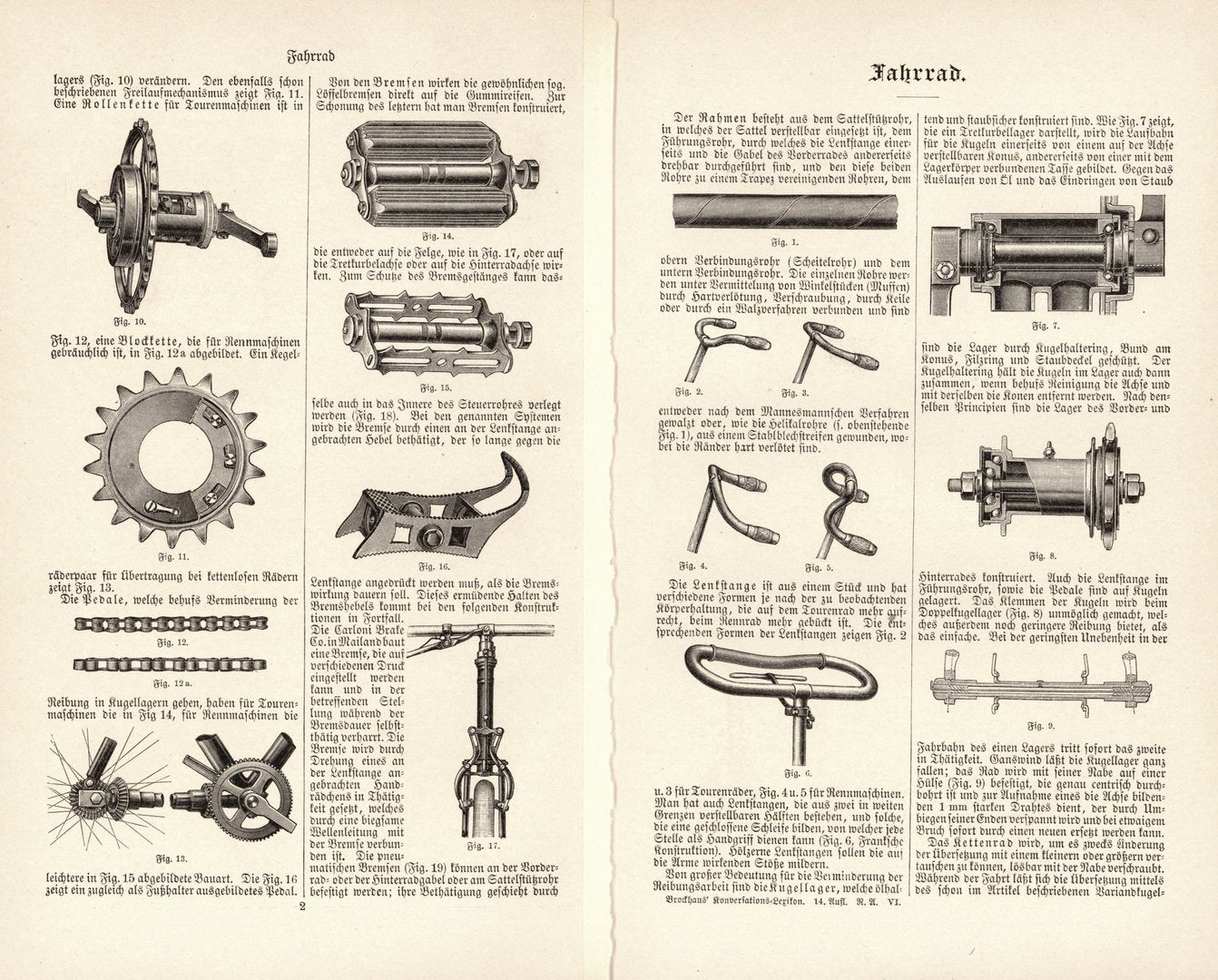 Fahrrad. Buchillustration (Stich) von 1904