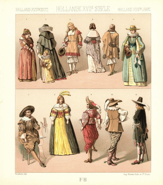 Holland. Adel und Bürgertum. 1630- 1660. Lithografie von 1888. (T321)
