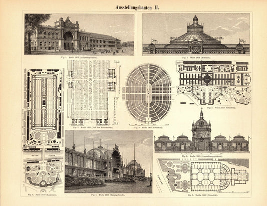 Ausstellungsbauten . Buchillustration (Stich) von 1893