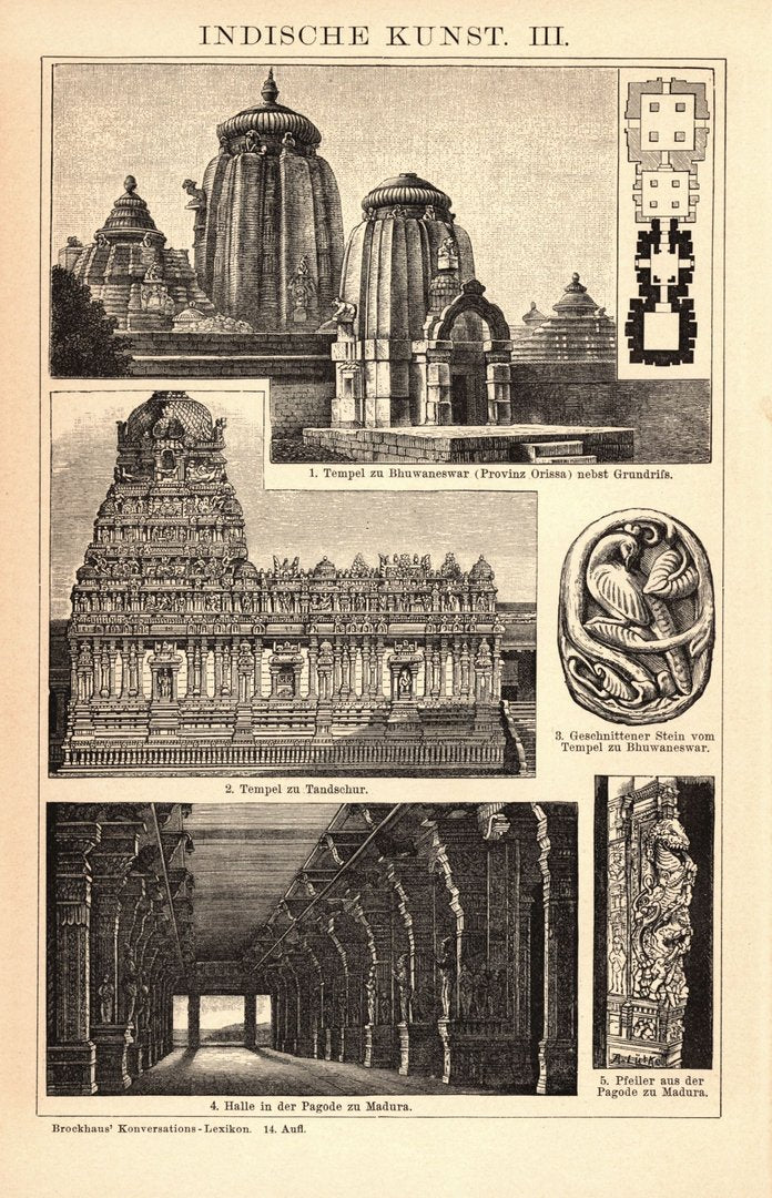 Indische Kunst. Buchillustration (Stich) von 1897