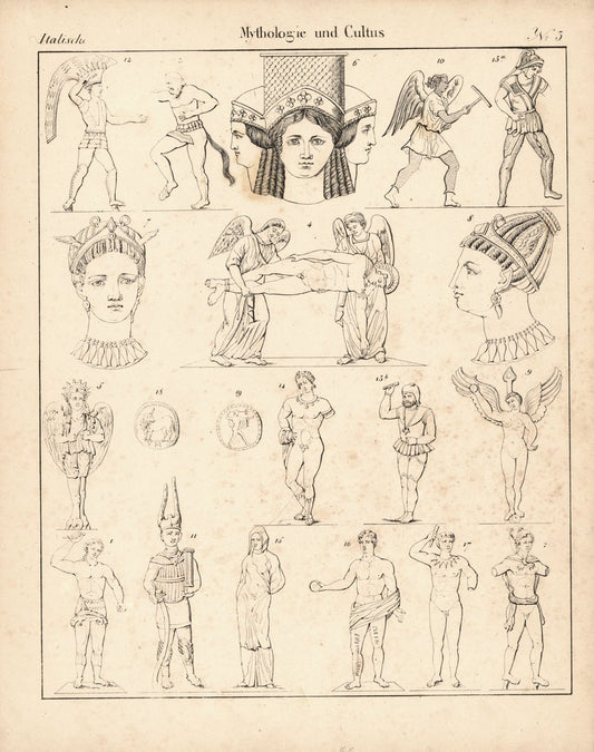 Mythos und Cultus, Italienisch Nr. 3. Lithografiertes Blatt von 1830.