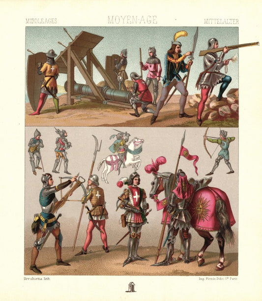 Frankreich. 15. Jhd. Artillerie.  Waffen. Leibgarde des Königs. Lithografie von 1888. (T220)