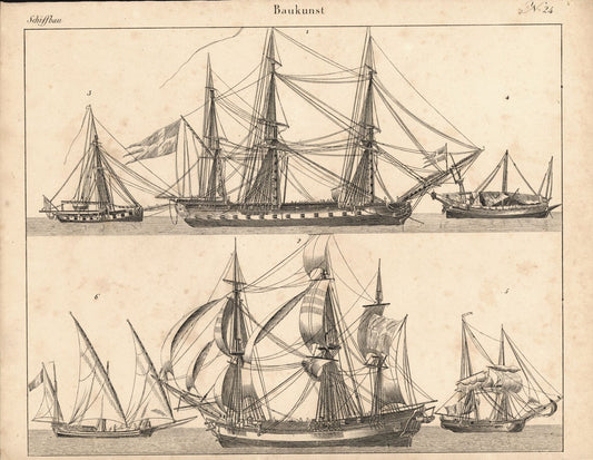 Schiffbau, Baukunst. Nr. 24. Lithografiertes Blatt von 1830.