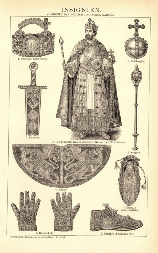 Insignien. Buchillustration (Stich) von 1897