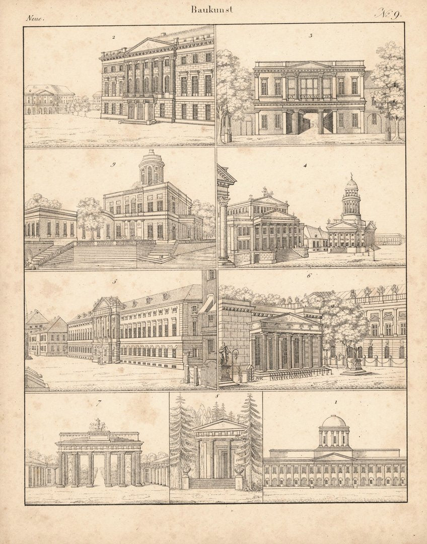 Modern Architecture No. 9 · Antique Lithograph, 1830
