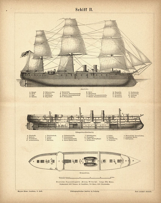 Schiff II. Buchillustration (Stich) von 1878