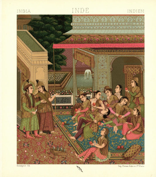 Indien. Innenhof des Serails. Lithografie von 1888. (T116)
