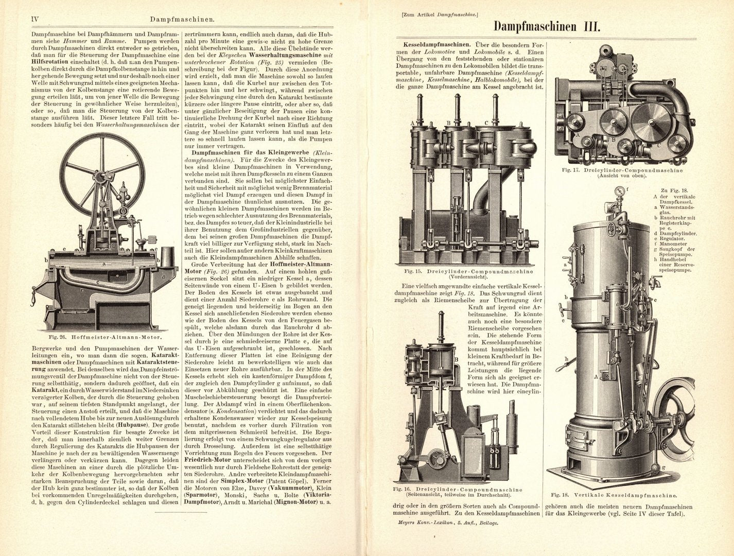 Dampfmaschinen III. Buchillustration von 1895