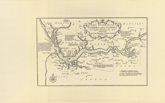 Senegal, Gambia (1732). Limitierter Nachdruck von 1968. 1. Karte von dem Flusse Gambra oder Gambia