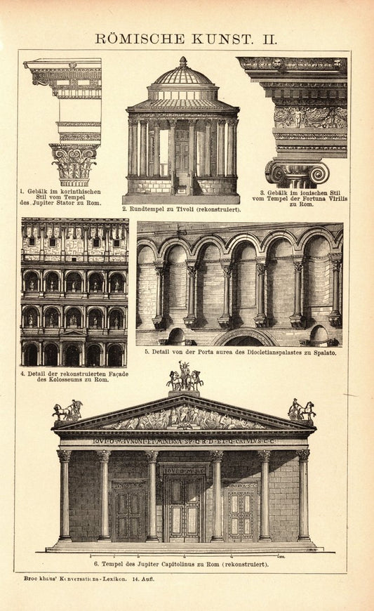 Römische Kunst . Buchillustration (Stich) von 1897