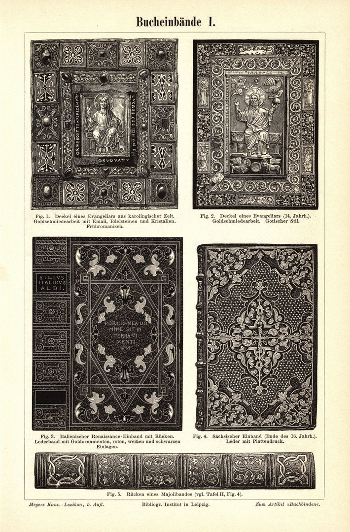 Bucheinbände . Buchillustration von 1893
