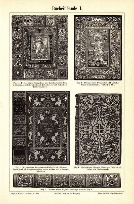 Bucheinbände . Buchillustration von 1893