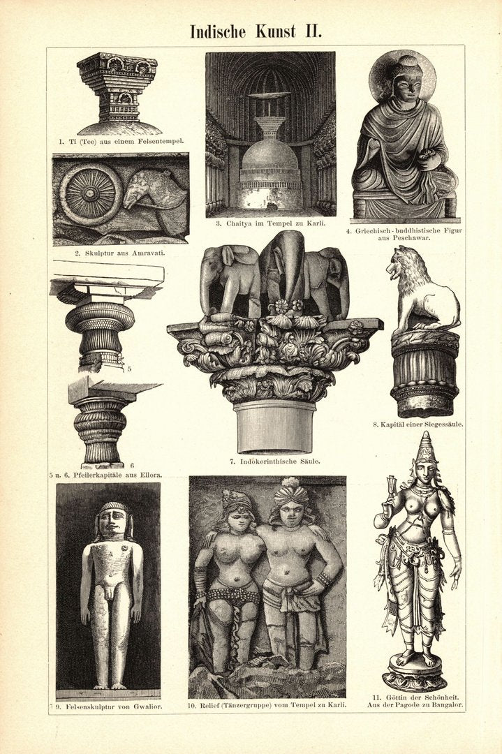 Indische Kunst. Buchillustration (Stich) von 1896