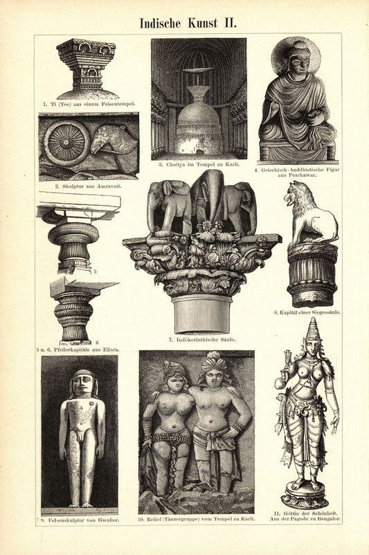 Indische Kunst. Buchillustration (Stich) von 1896