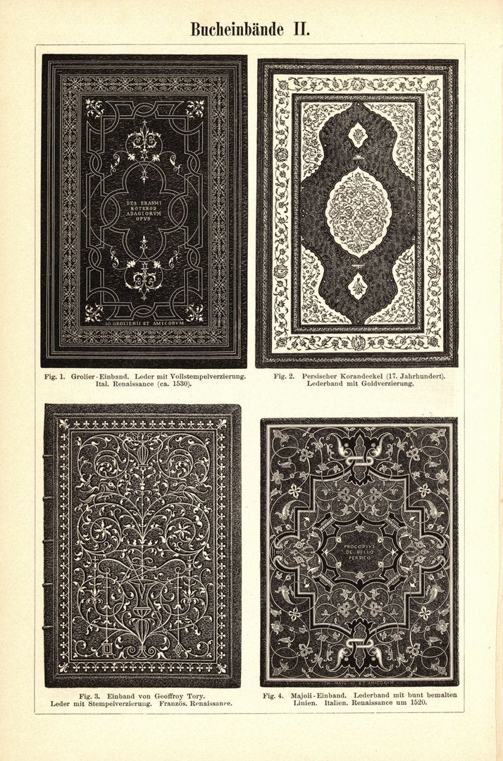 Bucheinbände . Buchillustration von 1893