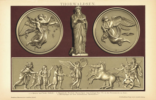 Thorwaldsen, Reliefs, u.a. in der Peterskirche zu Rom. Lithographie von 1894