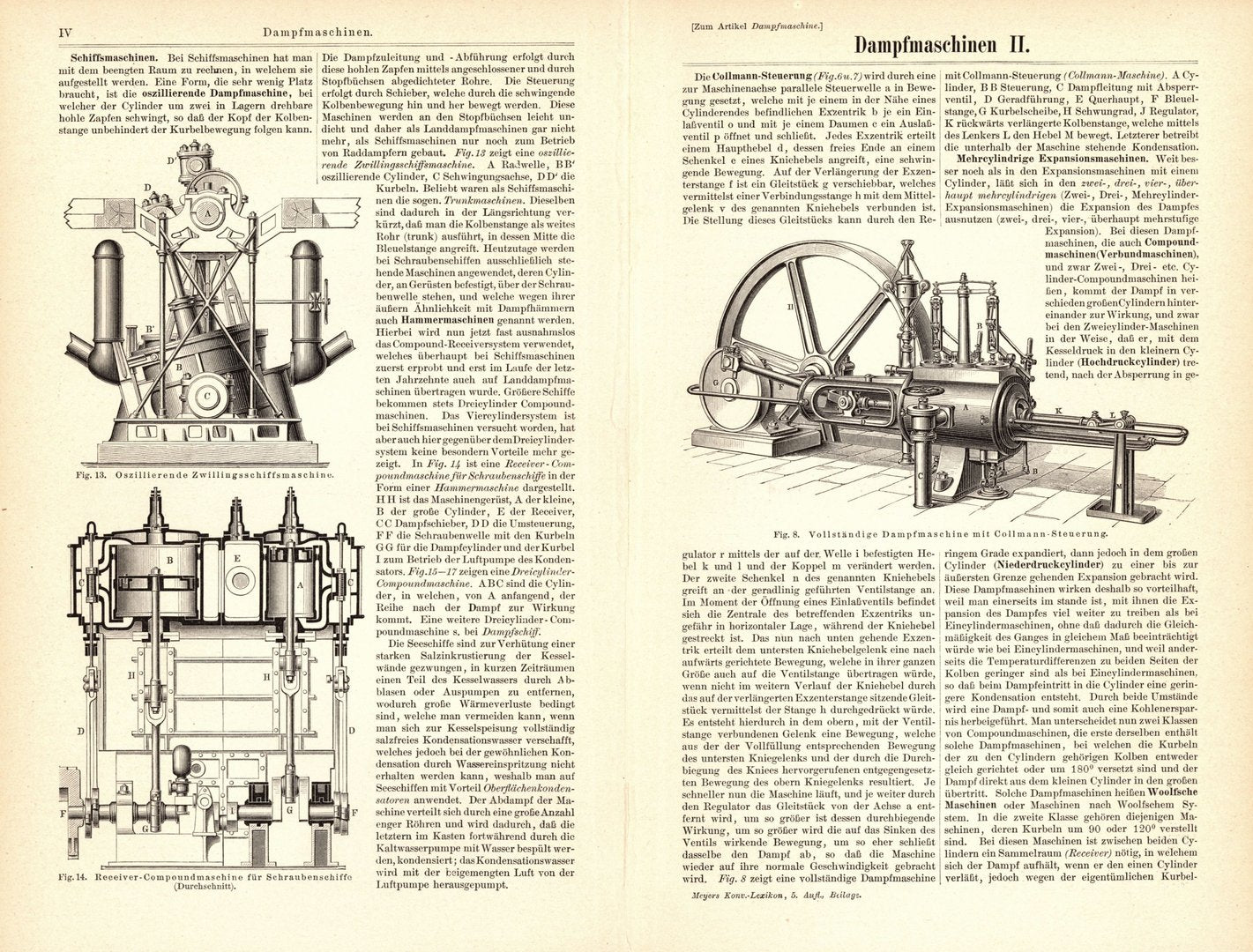 Dampfmaschinen II. Buchillustration von 1895