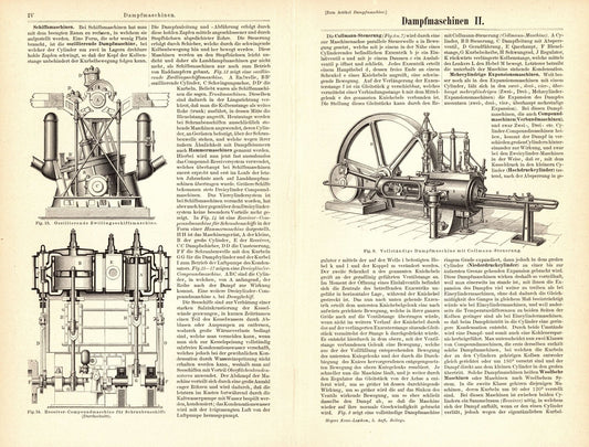 Dampfmaschinen II. Buchillustration von 1895
