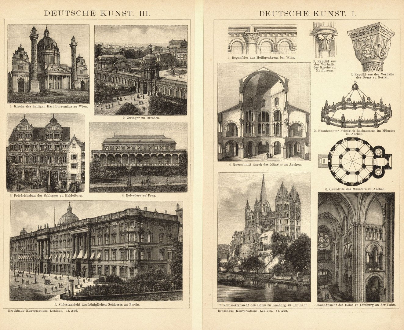 Deutsche Kunst I-III. Buchillustration (Stich) von 1894