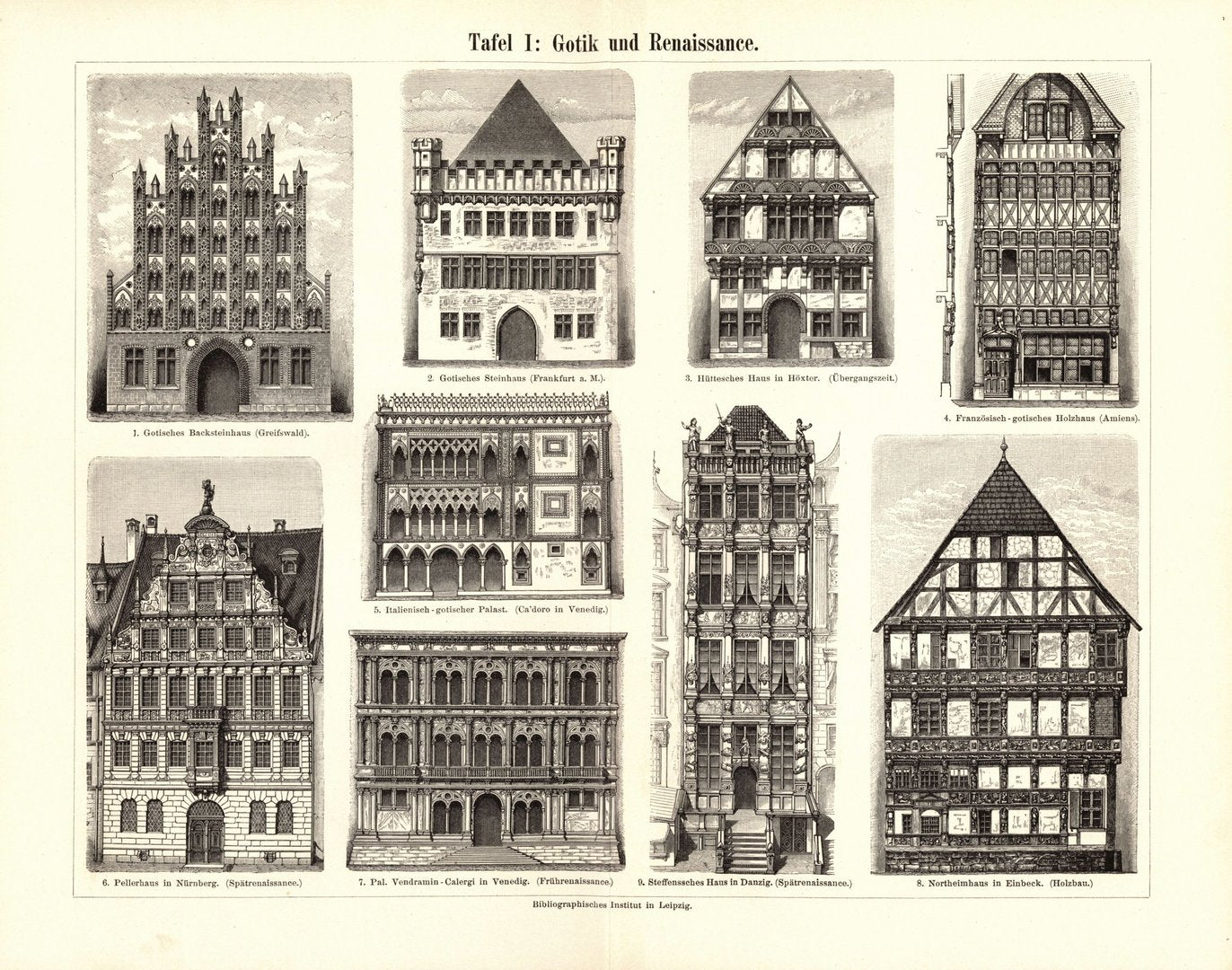 Gotik und Renaissance. Buchillustration (Stich) von 1897