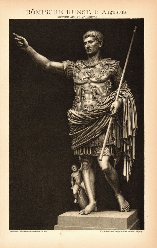 Römische Kunst. Augustus. Buchillustration (Stich) von 1897