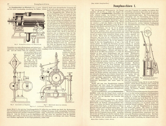 Dampfmaschinen I. Buchillustration von 1895