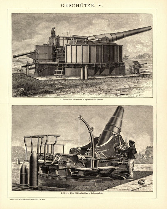 Geschütze IV-VI. Buchillustration (Stich) von 1897