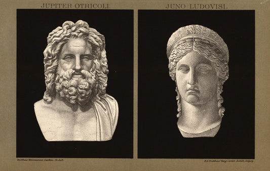 Jupiter Otricoli, Juno Ludovisi. Buchillustration (Stich) von 1897