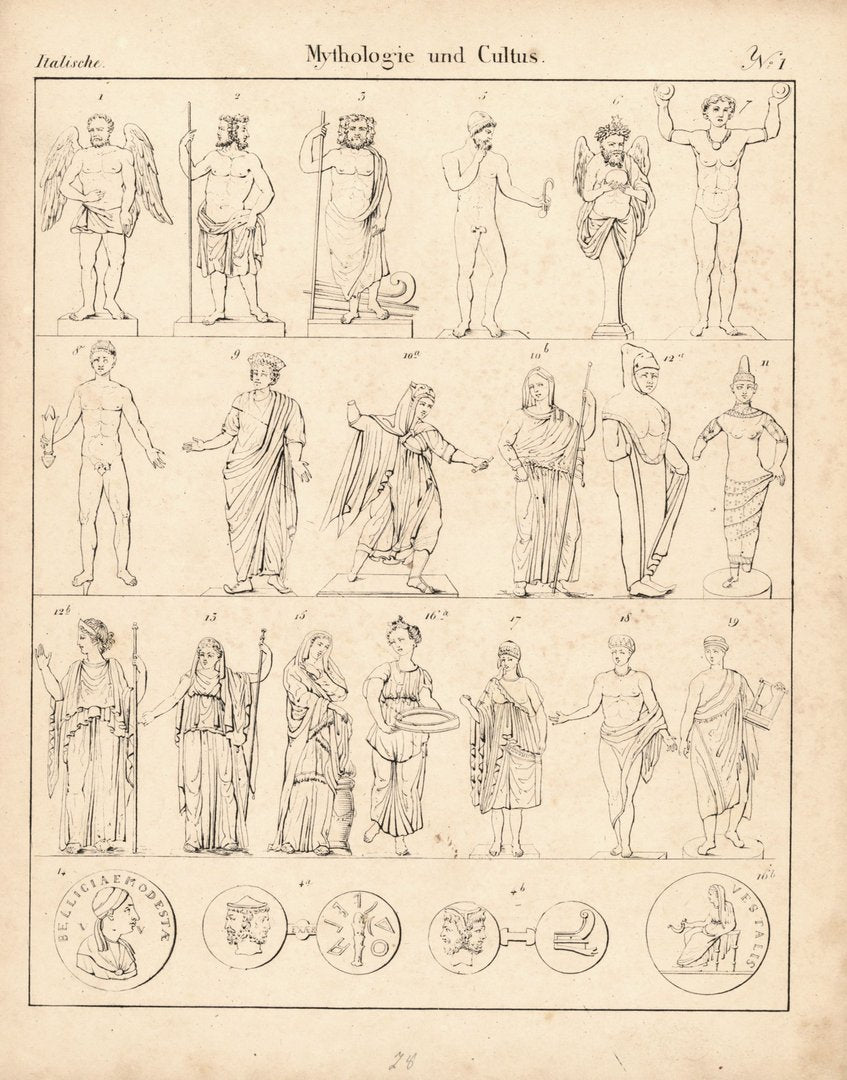 Mythos und Cultus, Italienisch Nr. 1. Lithografiertes Blatt von 1830.