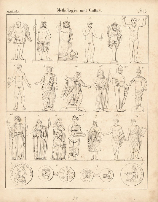 Mythos und Cultus, Italienisch Nr. 1. Lithografiertes Blatt von 1830.