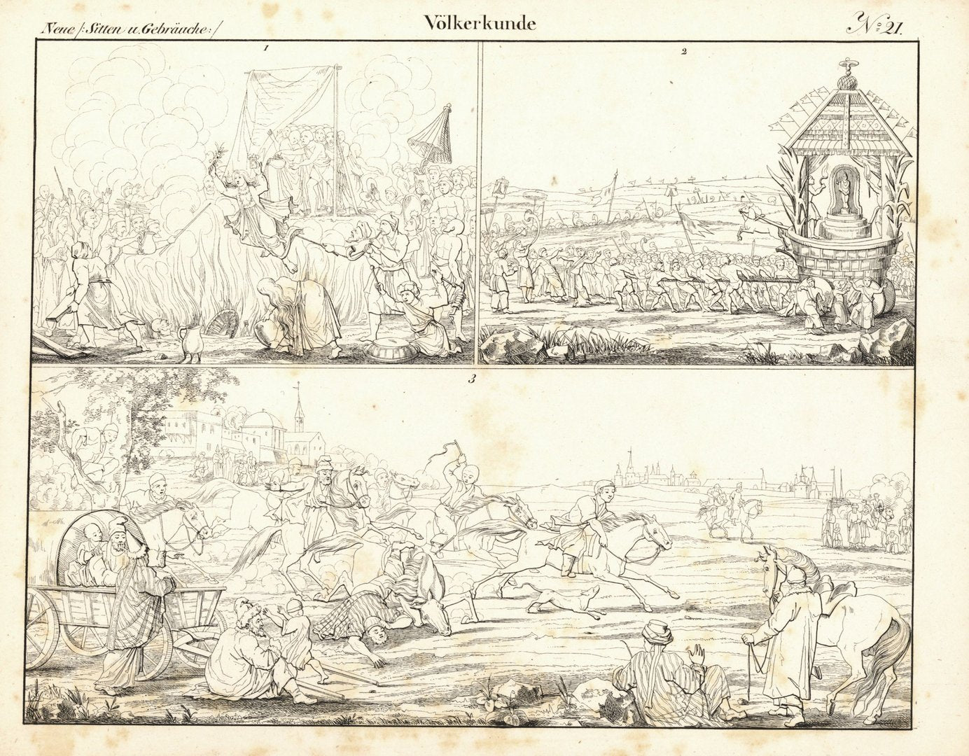 Kaukasische, Mongolische, Tatrarische Stämme, Völkerkunde Nr. 21. Lithografiertes Blatt von 1830.