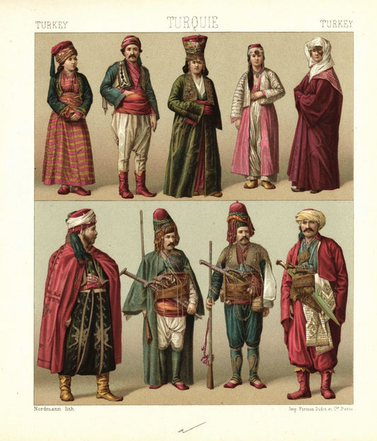 Türkei. Asiatische Volksgruppen. Kurdische Frauen. Lithografie von 1888. (T177)