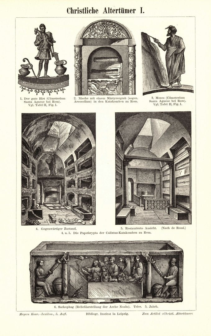 Christliche Altertümer. Buchillustration (Stich) von 1895