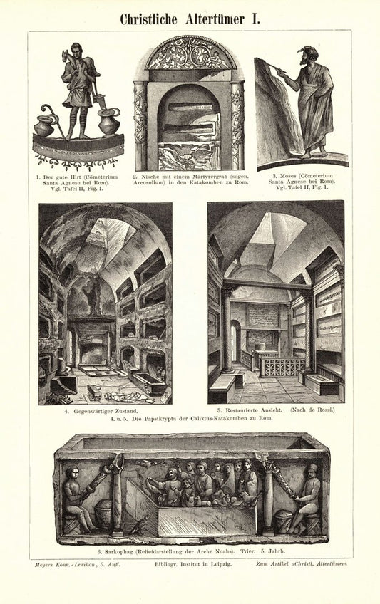 Christliche Altertümer. Buchillustration (Stich) von 1895