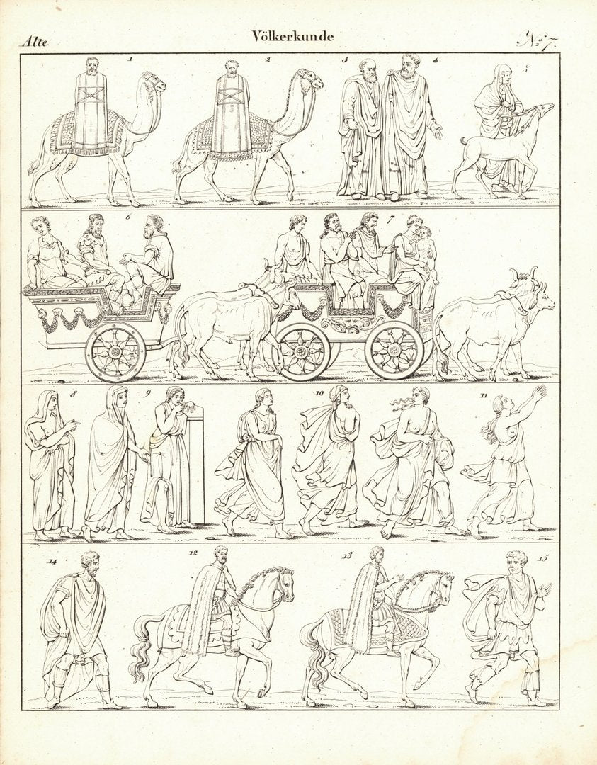 Alte Völkerkunde Nr. 7. Lithografiertes Blatt von 1830.